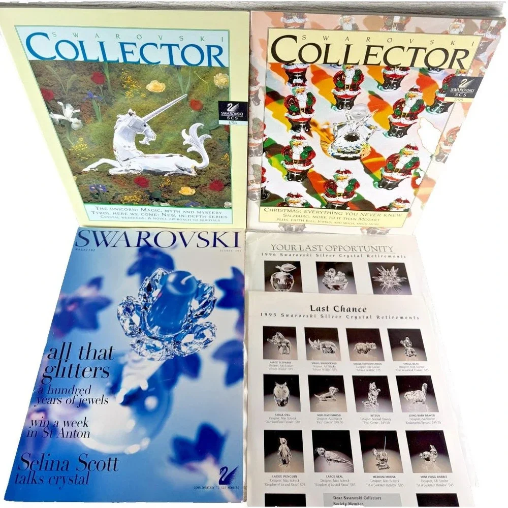 1995 1996 Swarovski  Collector Copy Magazines & Discontinued pages 3 Lot Vintage